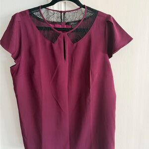 Ann Taylor Short Sleeve Blouse - Plum